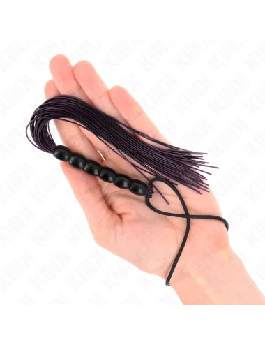 KINK - MINI FOUET EN SILICONE AVEC 6 BILLES NOIRES 26 CM
