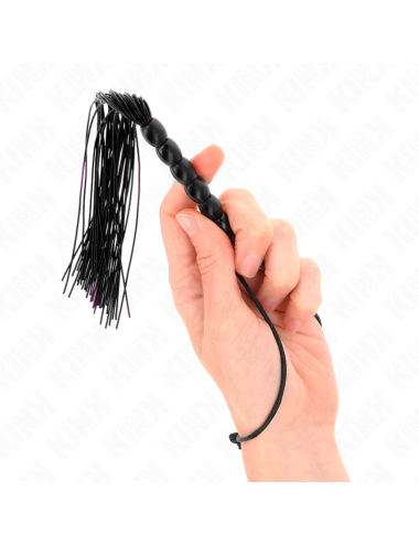 KINK - MINI FOUET EN SILICONE AVEC 6 BILLES NOIRES 26 CM