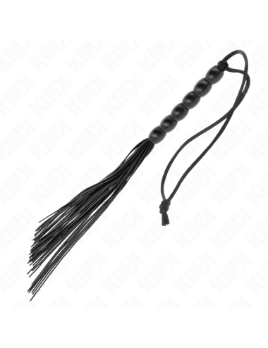 KINK - MINI FOUET EN SILICONE AVEC 6 BILLES NOIRES 26 CM