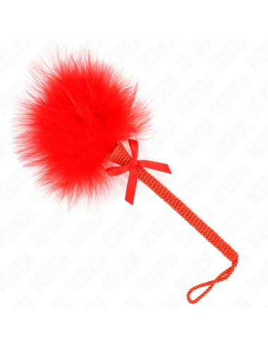 KINK - Baguette en corde de nylon avec plumes chatouillantes et noeud rouge 25 cm