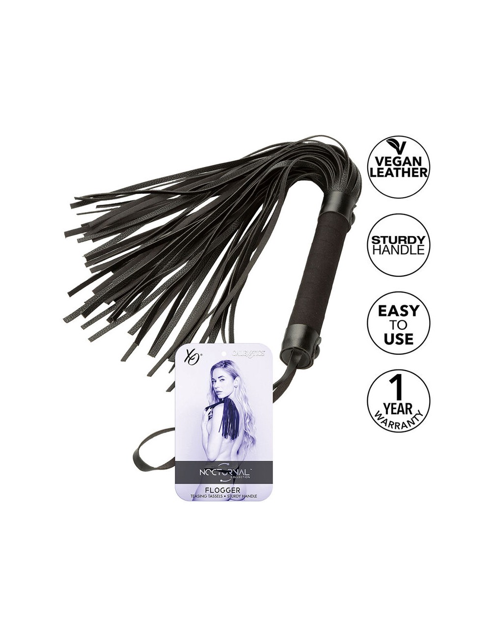 CALEXOTICS - NOCTURNAL FLOGGER CUIR NOIR CALEXOTICS - NOCTURNAL FLOGGER CUIR NOIR
