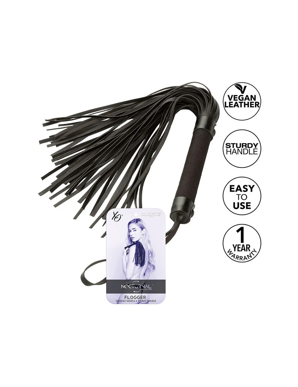 CALEXOTICS - NOCTURNAL FLOGGER CUIR NOIR CALEXOTICS - NOCTURNAL FLOGGER CUIR NOIR