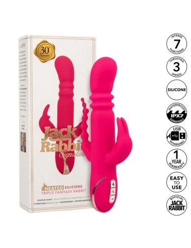 CALEXOTICS - JACK FANTASY TRIPLE VIBRATEUR CHAUFFANT LAPIN ROSE