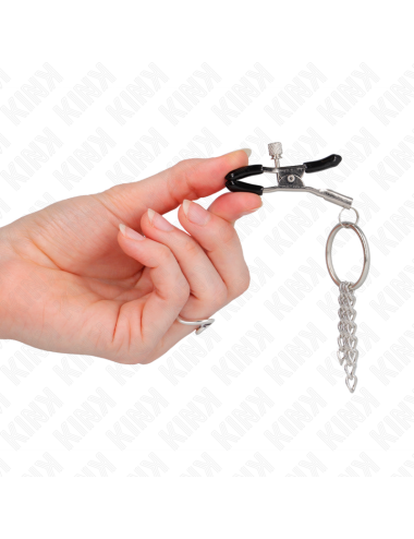 KINK - PINCE A METON O RING ET PETITE CHAINE ARGENT 6 CM