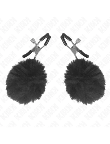KINK - PINCE A METON BOULE EN FAUSSE FOURRURE NOIR 6 CM