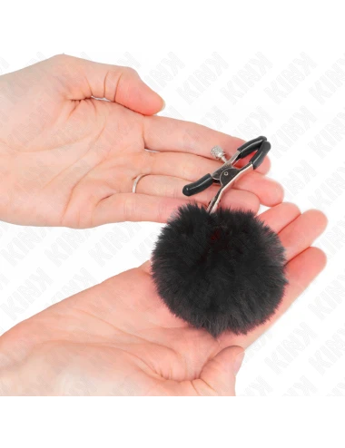 KINK - PINCE A METON BOULE EN FAUSSE FOURRURE NOIR 6 CM