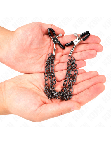KINK - PINCES À METELIER AVEC 3 CHAÎNES NOIRES 20/23/28 CM