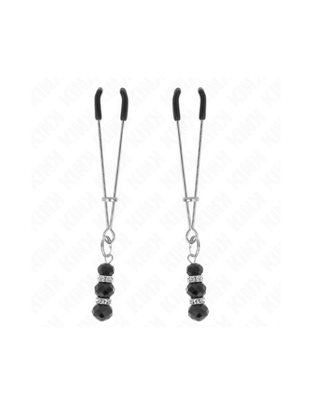 KINK - PINCES À TETON FINES OR AVEC 3 BILLES DE VERRE NOIR 7 CM KINK - PINCES À TETON FINES OR AVEC 3 BILLES DE VERRE NOIR 7 CM