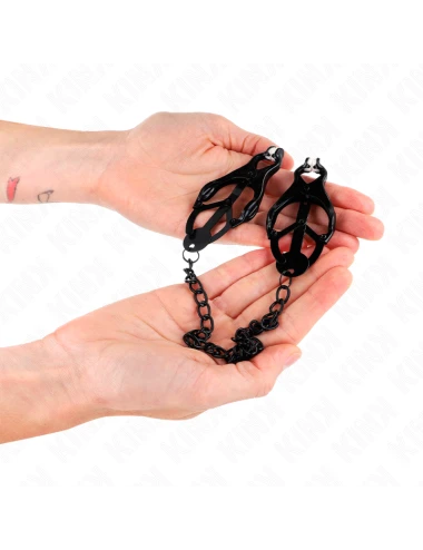 KINK - PINCES À METELLES TRÈFLE JAPONAIS AVEC CHAÎNE NOIR 30 CM