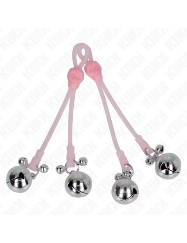 KINK - PINCES À TÉLÉPIN LUMINEUSES CRÂNE AVEC ANNEAU CLOCHES RÉGLABLES ROSE / ARGENT