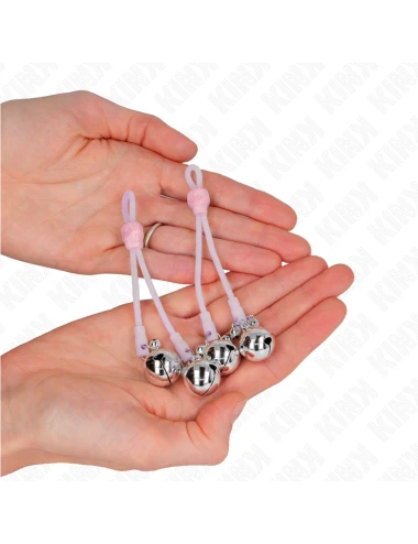 KINK - PINCES À TÉLÉPIN LUMINEUSES CRÂNE AVEC ANNEAU CLOCHES RÉGLABLES ROSE / ARGENT