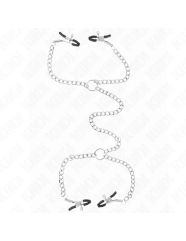 KINK - 4 PINCES À METON CHAÎNE 32 CM AVEC PETITES CHAÎNES 14 CM