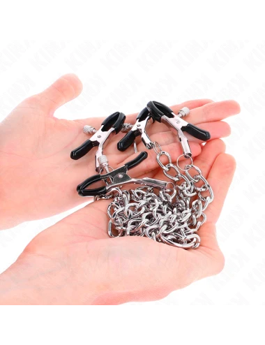 KINK - 4 PINCES À METON CHAÎNE 32 CM AVEC PETITES CHAÎNES 14 CM