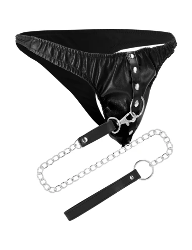 DARKNESS - STRING DE SOUMISSION AVEC CHAÎNE EN MÉTAL