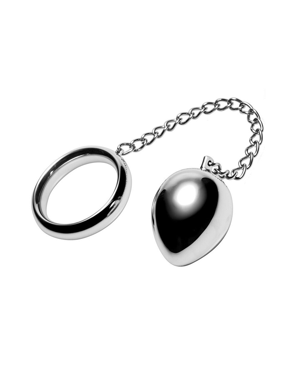 METAL HARD - ANNEAU PÉNIEN 40MM + CHAÎNE AVEC BILLE MÉTALLIQUE