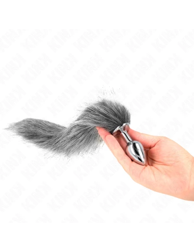 KINK - PLUG ANAL TAILLE S 7 X 3 CM AVEC QUEUE SYNTHÉTIQUE 40 CM GRIS