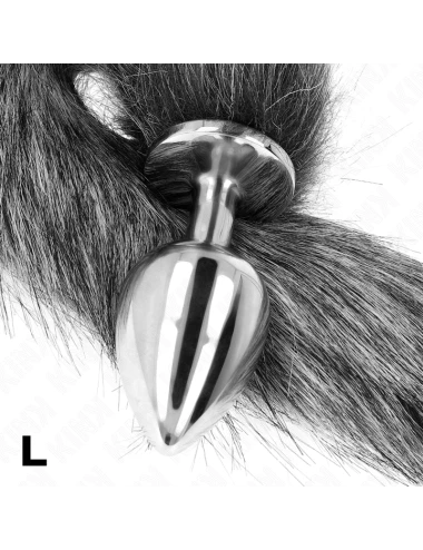 KINK - PLUG ANAL TAILLE L 10 X 4 CM AVEC QUEUE SYNTHÉTIQUE 40 CM GRIS