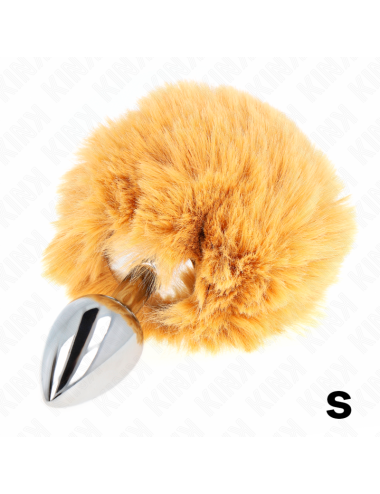 KINK - BOUCHON EN ACIER INOXYDABLE 7 x 3 CM AVEC QUEUE DE LAPIN EN FAUSSE FOURRURE BEIGE 8 CM