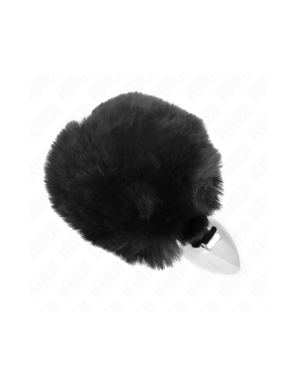 KINK - BOUCHON EN ACIER INOXYDABLE 7 x 3 CM AVEC QUEUE DE LAPIN EN FAUSSE FOURRURE NOIRE 8 CM