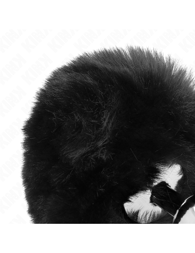 KINK - BOUCHON EN ACIER INOXYDABLE 7 x 3 CM AVEC QUEUE DE LAPIN EN FAUSSE FOURRURE NOIRE 8 CM