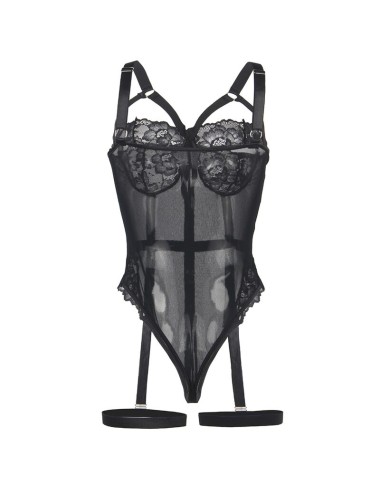 SUBBLIME - TEDDY AVEC JARRETIÈRE DÉTAIL POITRINE NOIR L/XL