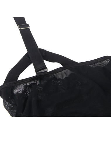 SUBBLIME - TEDDY AVEC JARRETIÈRE DÉTAIL POITRINE NOIR L/XL