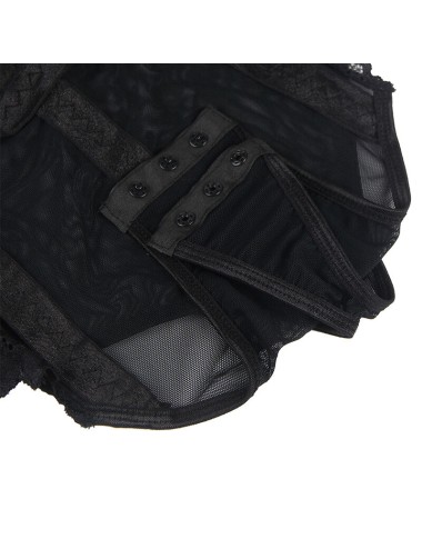 SUBBLIME - TEDDY AVEC JARRETIÈRE DÉTAIL POITRINE NOIR L/XL