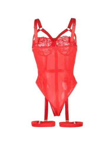 SUBBLIME - TEDDY AVEC JARRETIÈRE DÉTAIL POITRINE ROUGE L/XL
