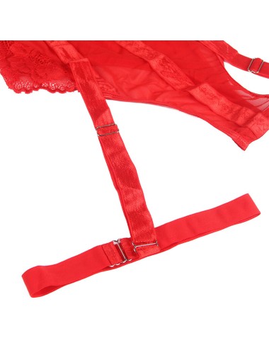 SUBBLIME - TEDDY AVEC JARRETIÈRE DÉTAIL POITRINE ROUGE L/XL