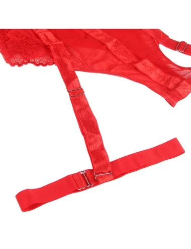 SUBBLIME - TEDDY AVEC JARRETIÈRE DÉTAIL POITRINE ROUGE L/XL