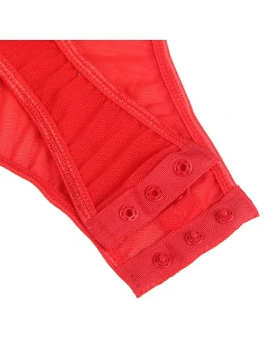 SUBBLIME - TEDDY AVEC JARRETIÈRE DÉTAIL POITRINE ROUGE L/XL