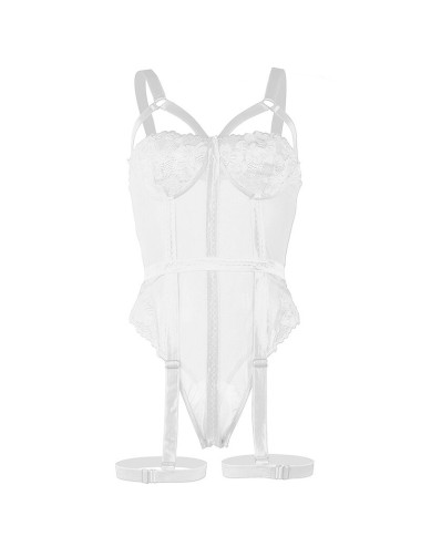 SUBBLIME - TEDDY AVEC JARRETIÈRE DÉTAIL POITRINE BLANC S/M