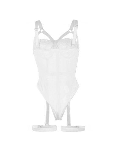 SUBBLIME - TEDDY AVEC JARRETIÈRE DÉTAIL POITRINE BLANC S/M