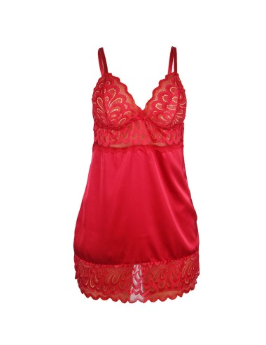 SUBBLIME - BABYDOLL EN SATIN AVEC DENTELLE ROUGE S/M