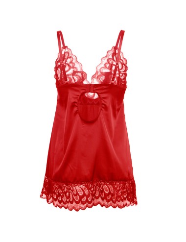 SUBBLIME - BABYDOLL EN SATIN AVEC DENTELLE ROUGE S/M