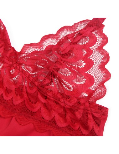 SUBBLIME - BABYDOLL EN SATIN AVEC DENTELLE ROUGE S/M