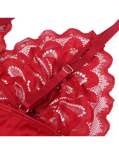 SUBBLIME - BABYDOLL EN SATIN AVEC DENTELLE ROUGE S/M
