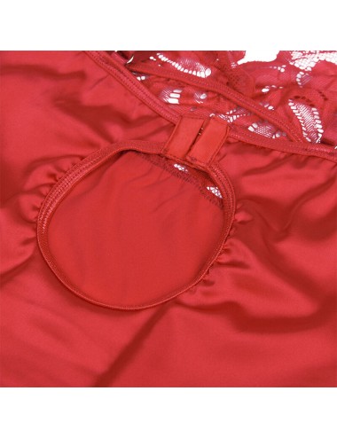 SUBBLIME - BABYDOLL EN SATIN AVEC DENTELLE ROUGE S/M