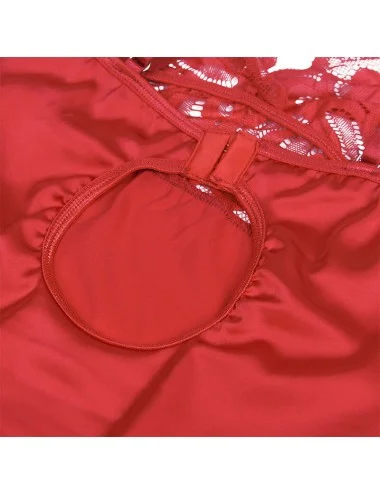 SUBBLIME - BABYDOLL EN SATIN AVEC DENTELLE ROUGE L/XL