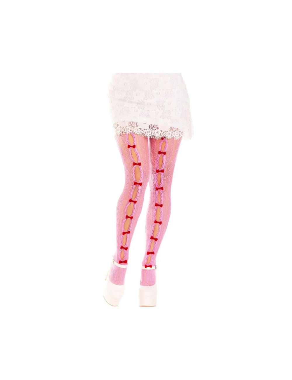 LEG AVENUE - BAS AVEC OUVERTURES COEUR & NOEUDS ROSE LEG AVENUE - BAS AVEC OUVERTURES COEUR & NOEUDS ROSE