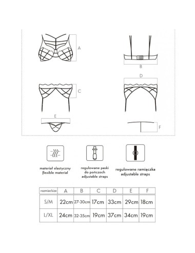 LIVCO CORSETTI FASHION - SOLEDAD LC 20217 SOUTIEN-GORGE + CULOTTE + JARRETIÈRE L/XL