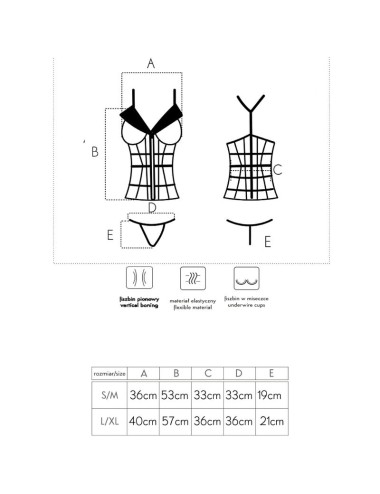 LIVCO CORSETTI FASHION - LAURA LC 20215 CORSET + STRING S/M