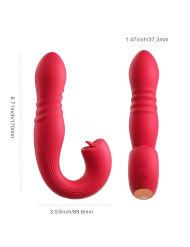 JOI THRUST 2 Bleu - Vibromasseur point G - lèche-clitoris - va et vient contrôlé par application