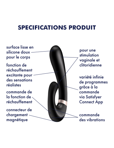 Stimulateur clitoridien et Vibromasseur point G Satisfyer Heat Wave Connect App - Noir