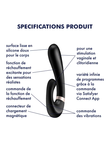 Stimulateur clitoridien et Vibromasseur point G Satisfyer Heat Wave Connect App - Noir