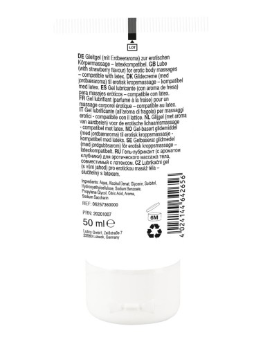 Lubrifiant et gel de massage végétalien comestible goût fraise 50ml - R625736