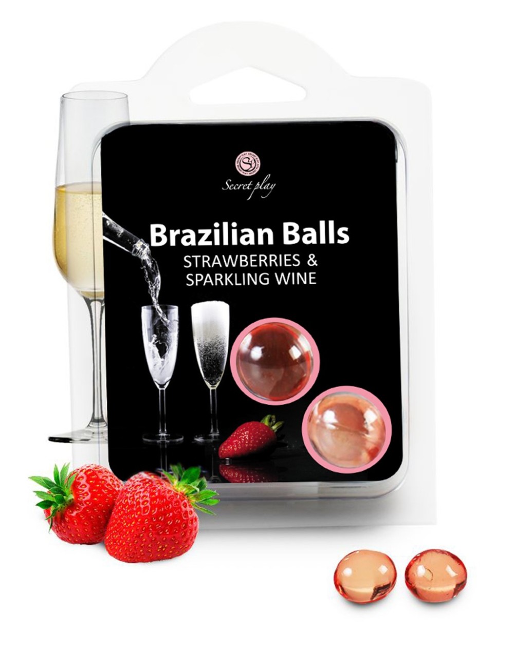 Boules de massage Brésiliennes fraise vin pétillant - BZ3852 Boules de massage Brésiliennes fraise vin pétillant - BZ3852