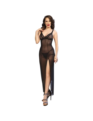 CHILIROSE - CR 4723 NUISETTE LONGUE ET STRING NOIR XL