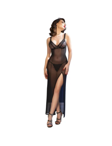 CHILIROSE - CR 4723 NUISETTE LONGUE ET STRING NOIR XL