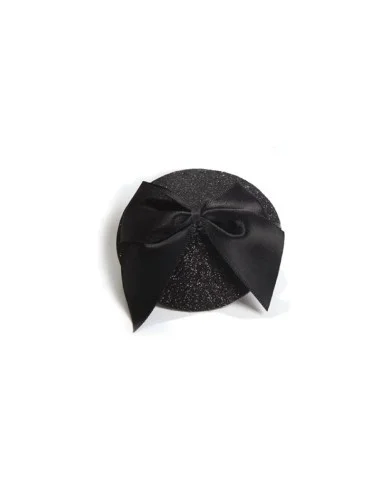 Cache-tétons Burlesque Noeud et Paillettes - Noir